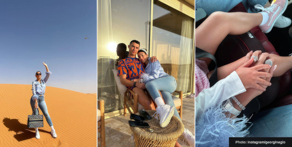 Cristiano Ronaldo’s girlfriend Georgina Rodriguez dazzles as she takes kids on desert trip