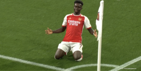 Watch Bukayo Saka score his first-career UCL goal