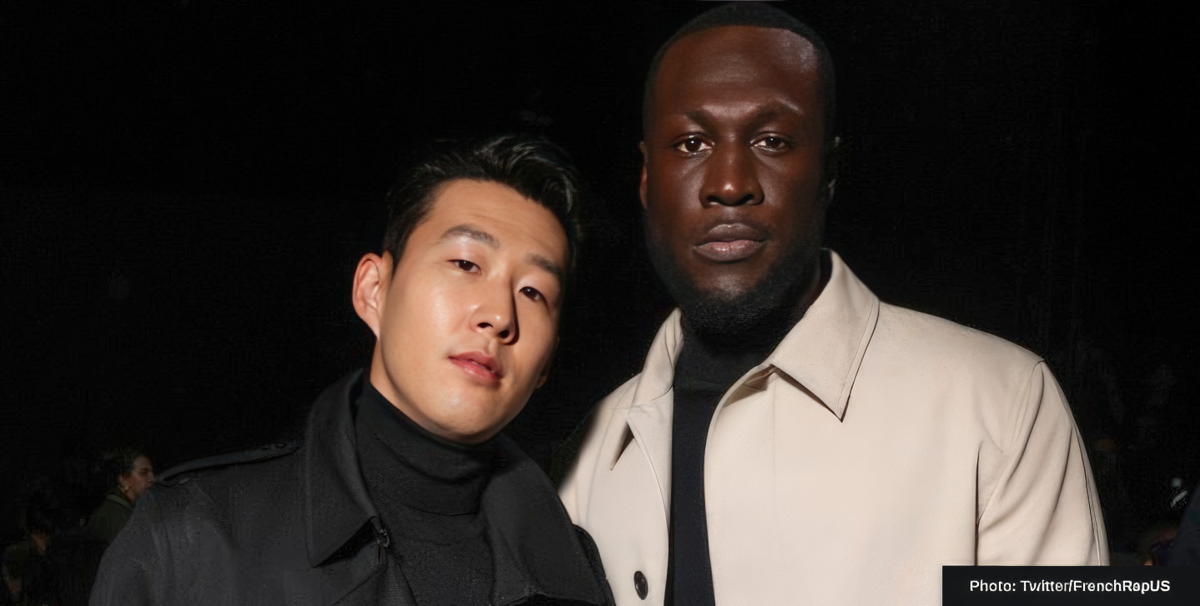 Son Heung-min greets Stormzy at Burberry AW23