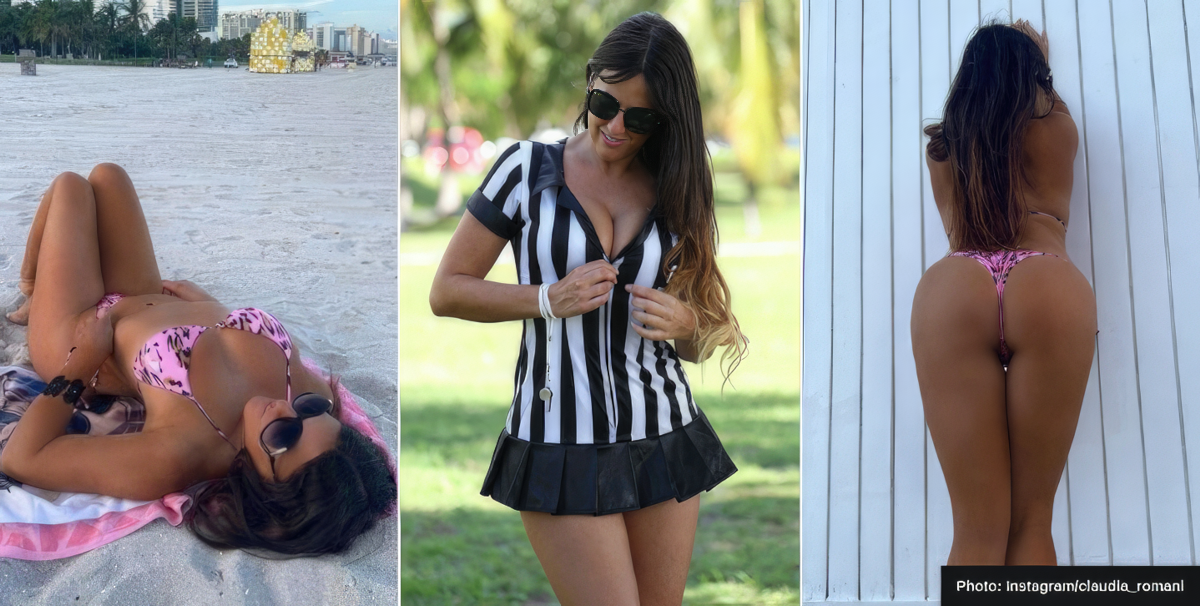 World’s sexiest referee Claudia Romani strips down on the beach