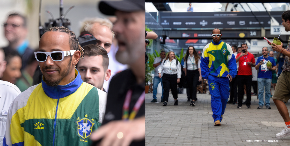 Lewis Hamilton rocks vintage Brazil Umbro tracksuit at Brazilian GP