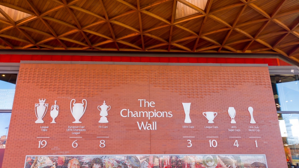 The Champions Wall at Anfield in Liverpool, UK