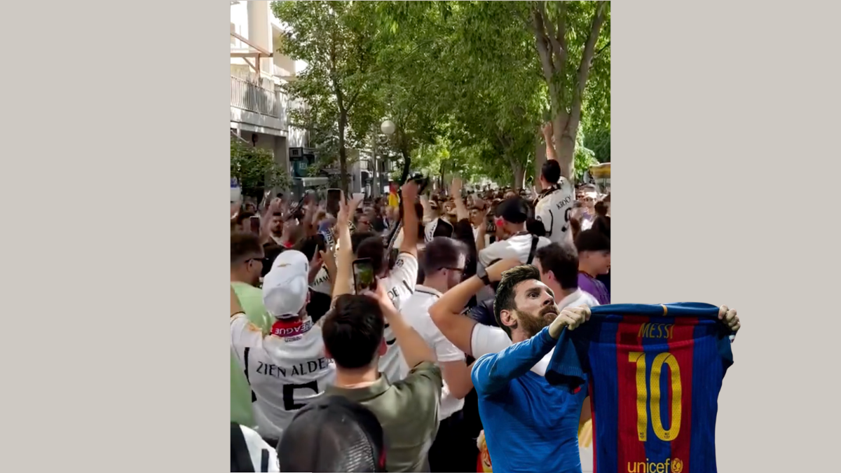 Watch Madridistas unite in fiery anti-Messi chant before Bayern kickoff